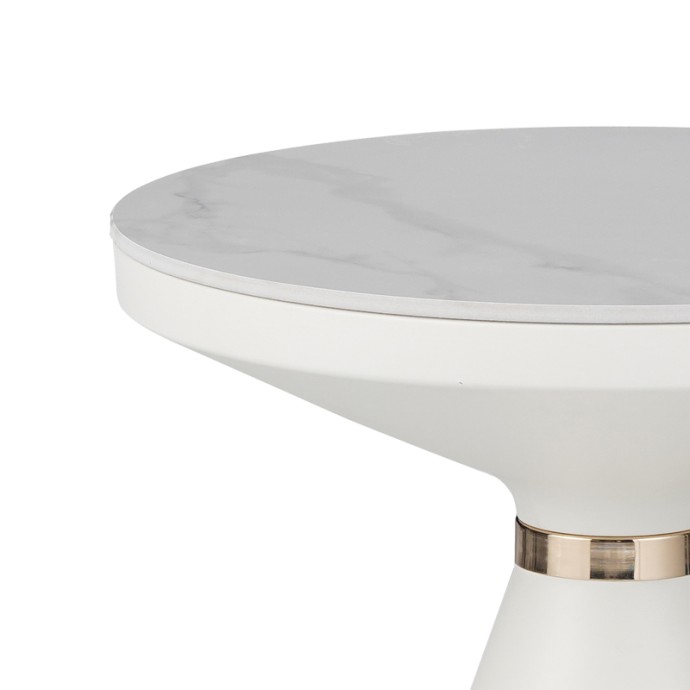COOZLIN ΒΟΗΘΗΤΙΚΑ ΤΡΑΠΕΖΙΑ SINTERED STONE ΣΕ ΑΠΟΧΡΩΣΗ ΛΕΥΚΟ ΜΑΡΜΑΡΟΥ ΜΕ ΛΕΥΚΟ-ΧΡΥΣΟ ΜΕΤΑΛΛΟ