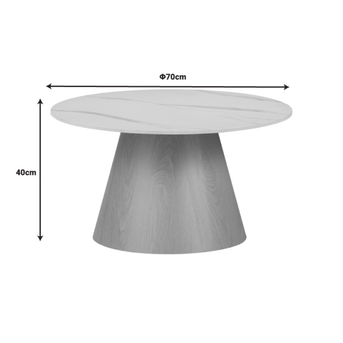 SOLEIRE ΒΟΗΘΗΤΙΚΟ ΤΡΑΠΕΖΙ ΛΕΥΚΟ ΜΑΡΜΑΡΟΥ SINTERED STONE Φ70X40ΕΚ