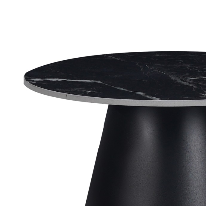 FABRIN ΒΟΗΘΗΤΙΚΟ ΤΡΑΠΕΖΙ ΜΑΥΡΟ ΜΑΡΜΑΡΟΥ SINTERED STONE-ΜΑΥΡΟ ΜΕΤΑΛΛΟ Φ50X46ΕΚ