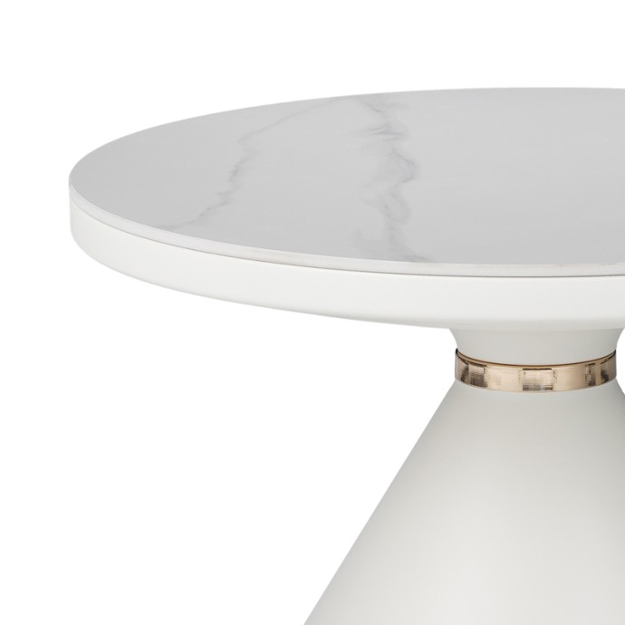 COOZLIN ΒΟΗΘΗΤΙΚΟ ΤΡΑΠΕΖΙ SINTERED STONE ΣΕ ΑΠΟΧΡΩΣΗ ΛΕΥΚΟ ΜΑΡΜΑΡΟΥ ΜΕ ΛΕΥΚΟ-ΧΡΥΣΟ ΜΕΤΑΛΛΟ Φ70X40ΕΚ