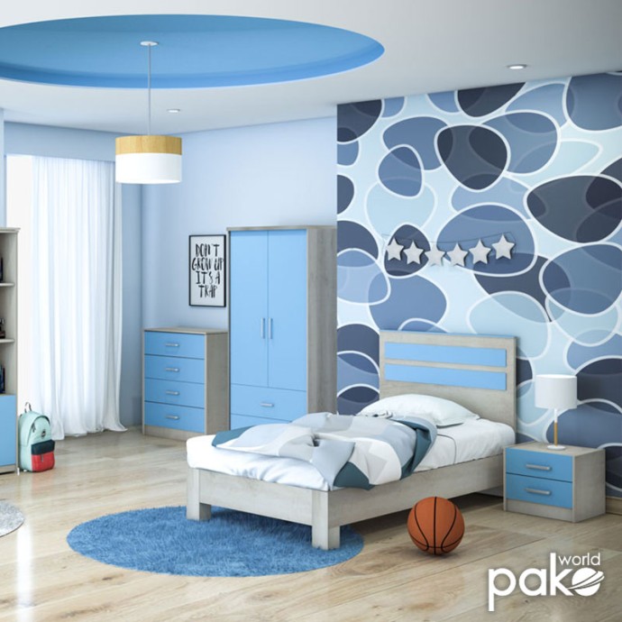 LOONEY ΠΑΙΔΙΚΟ ΚΟΜΟΔΙΝΟ ΜΕ 2 ΣΥΡΤΑΡΙΑ 47,5x40,5x40,5εκ CASTILLO-ΜΠΛΕ