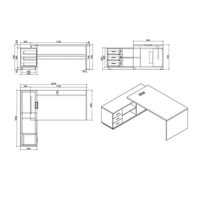 MINIMAL ΓΡΑΦΕΙΟ ΕΡΓΑΣΙΑΣ ΕΠΑΓΓΕΛΜΑΤΙΚΟ ΔΕΞΙΑ ΓΩΝΙΑ ΦΥΣΙΚΟ 200X170X75ΕΚ