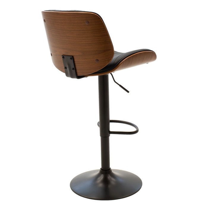 FERN ΣΚΑΜΠΟ ΜΠΑΡ 48x50x88/108cm ΠΤΥΣΣΟΜΕΝΟ ΜΑΥΡΟ PU  ΞΥΛΟ ΚΑΡΥΔΙ - ΜΕΤΑΛΛΟ ΜΑΥΡΟ