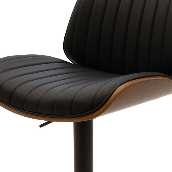 FERN ΣΚΑΜΠΟ ΜΠΑΡ 48x50x88/108cm ΠΤΥΣΣΟΜΕΝΟ ΜΑΥΡΟ PU  ΞΥΛΟ ΚΑΡΥΔΙ - ΜΕΤΑΛΛΟ ΜΑΥΡΟ