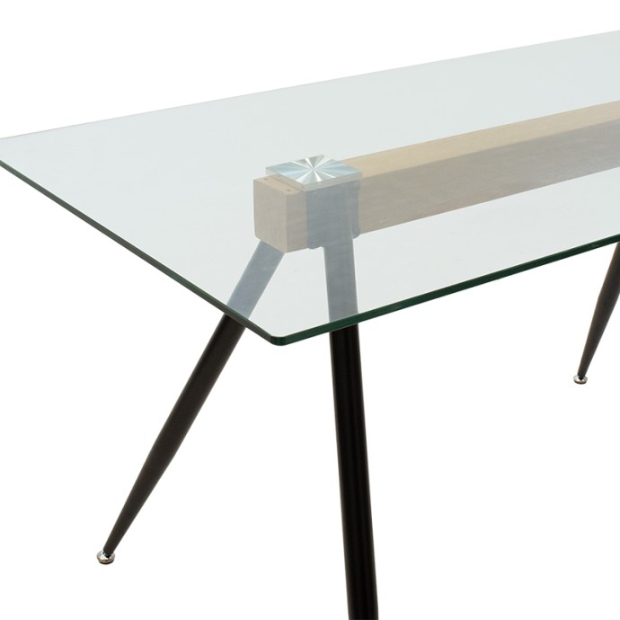 ASTRID ΤΡΑΠΕΖΙ ΓΥΑΛΙΝΟ 10ΧΙΛ - ΠΟΔΙ ΜΑΥΡΟ 140X80X75ΕΚ