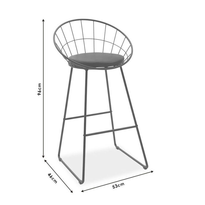 SETH ΣΚΑΜΠΟ ΜΠΑΡ 52x52xY99cm ΜΕΤΑΛΛΟ ΜΑΥΡΟ-ΜΑΞΙΛΑΡΙ PVC ΜΑΥΡΟ
