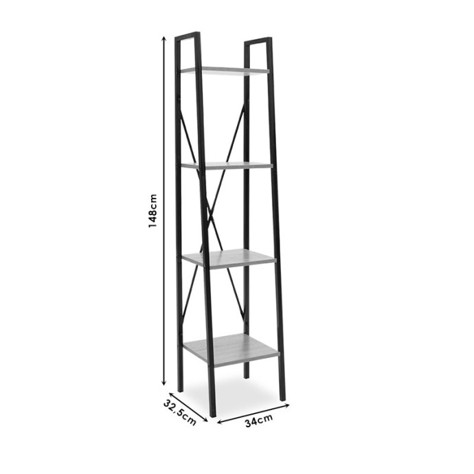 RAMON ΒΙΒΛΙΟΘΗΚΗ  34x32,5x148εκ ΦΥΣΙΚΟ-ΜΑΥΡΟ