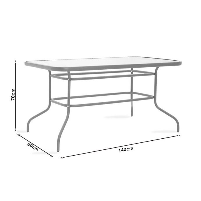 ΤΡΑΠΕΖΙ VALOR 140x80x70εκ ΜΕΤΑΛΛΟ ΛΕΥΚΟ-ΓΥΑΛΙ 
