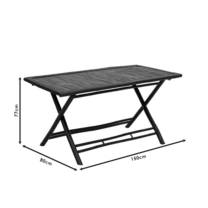 BADOU ΤΡΑΠΕΖΙ ΠΤΥΣΣΟΜΕΝΟ BAMBOO ΜΑΥΡΟ 150X80X77ΕΚ