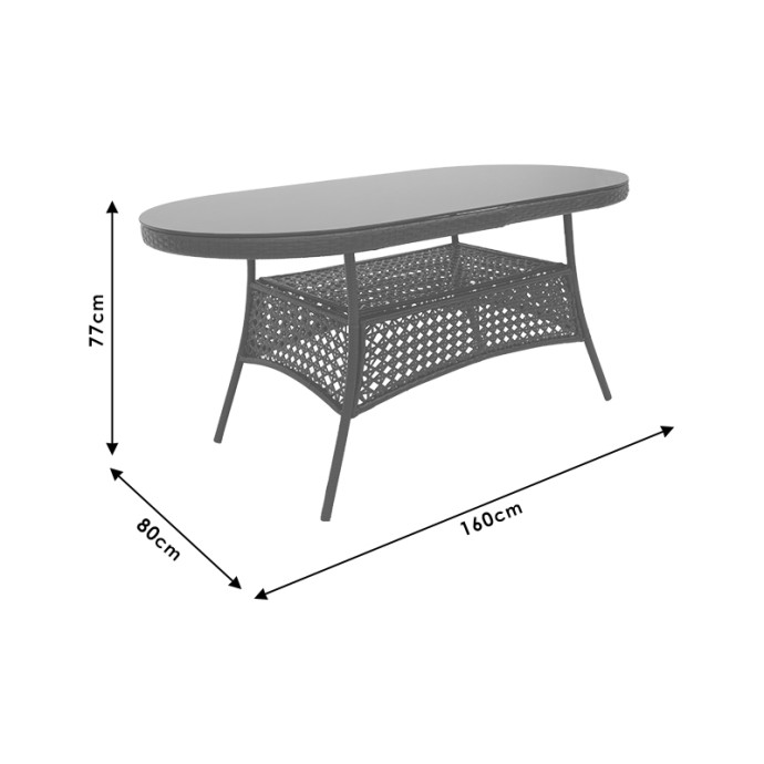 CELLIN ΤΡΑΠΕΖΙ ΜΕΤΑΛΛΟ-PE RATTAN ΚΑΦΕ 160X80X77ΕΚ