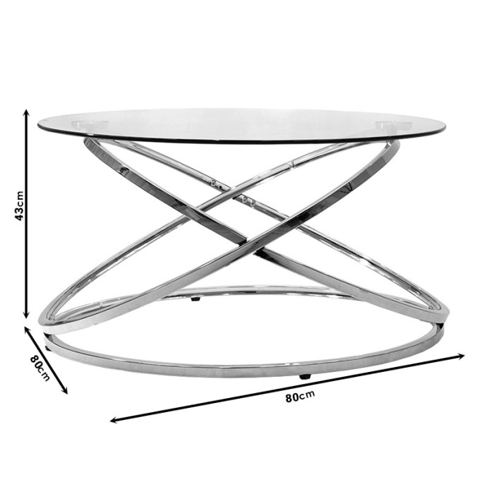 SABIN ΤΡΑΠΕΖΙ ΣΑΛΟΝΙΟΥ ΜΕΤΑΛΛΟ-ΓΥΑΛΙ 8MM Φ80X43ΕΚ