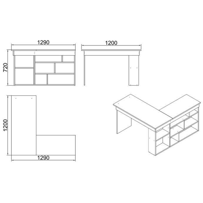ROSALINE ΓΡΑΦΕΙΟ ΓΩΝΙΑΚΟ ΛΕΥΚΟ-OAK 120X129X72ΕΚ