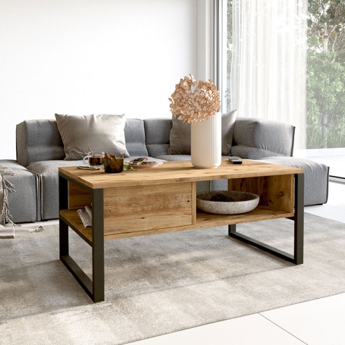 HONORA ΤΡΑΠΕΖΙ ΣΑΛΟΝΙΟΥ OAK-ΜΑΥΡΟ 100X60X44,5ΕΚ