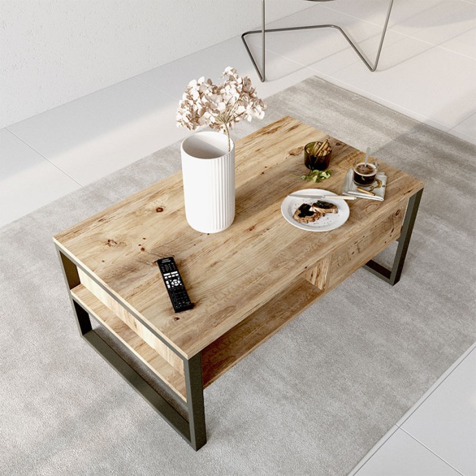 HONORA ΤΡΑΠΕΖΙ ΣΑΛΟΝΙΟΥ OAK-ΜΑΥΡΟ 100X60X44,5ΕΚ