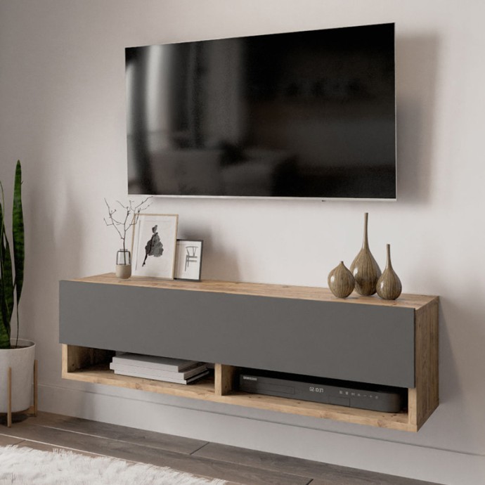 ROSCOE ΕΠΙΠΛΟ ΤΗΛΕΟΡΑΣΗΣ ΕΠΙΤΟΙΧΙΟ ΑΝΘΡΑΚΙ-OAK 100X31,5X29ΕΚ