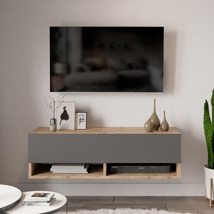 ROSCOE ΕΠΙΠΛΟ ΤΗΛΕΟΡΑΣΗΣ ΕΠΙΤΟΙΧΙΟ ΑΝΘΡΑΚΙ-OAK 100X31,5X29ΕΚ