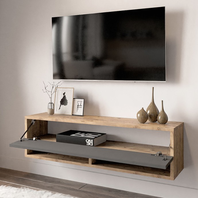 ROSCOE ΕΠΙΠΛΟ ΤΗΛΕΟΡΑΣΗΣ ΕΠΙΤΟΙΧΙΟ ΑΝΘΡΑΚΙ-OAK 100X31,5X29ΕΚ