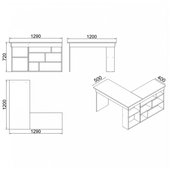 ROSALINE ΓΡΑΦΕΙΟ ΓΩΝΙΑΚΟ ΑΝΘΡΑΚΙ-OAK 120X129X72ΕΚ