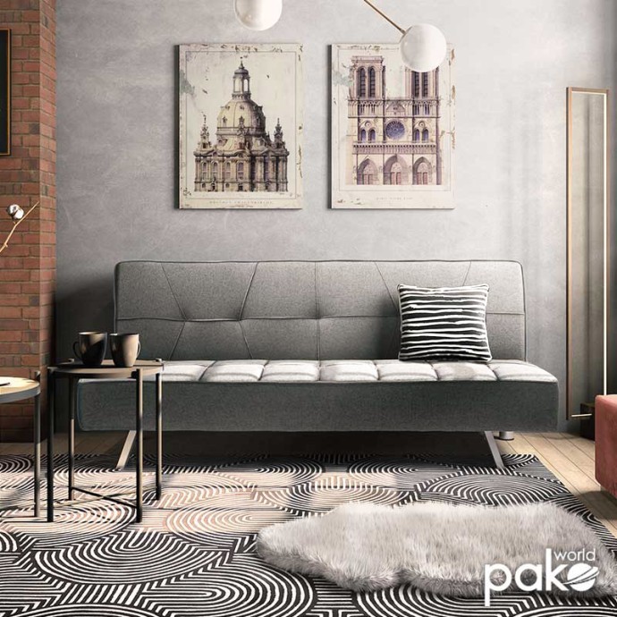 TRAVIS 3ΘΕΣΙΟΣ ΚΑΝΑΠΕΣ-ΚΡΕΒΑΤΙ 175X83X74ΕΚ ΥΦΑΣΜΑ ΓΚΡΙ 