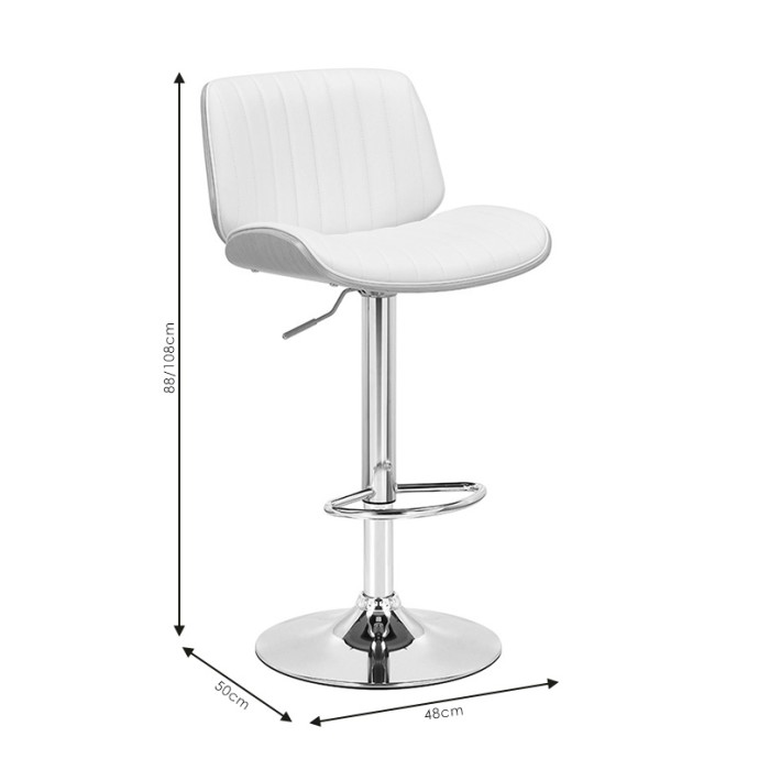 FERN ΣΚΑΜΠΟ ΜΠΑΡ ΠΤΥΣΣΟΜΕΝΟ 48X50X88/108ΕΚ PU ΛΕΥΚΟ PLYWOOD ΦΥΣΙΚΟ-ΜΕΤΑΛΛΟ ΧΡΩΜΙΟΥ 