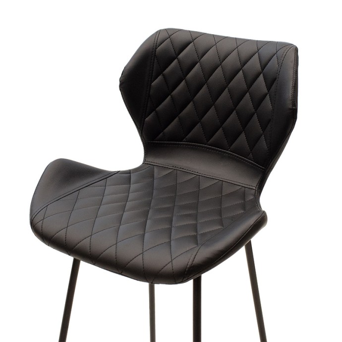 THEO ΣΚΑΜΠΟ ΜΠΑΡ 48x51xY103cm ΜΕΤΑΛΛΙΚΟ ΜΑΥΡΟ ΜΕ PU ΜΑΥΡΟ