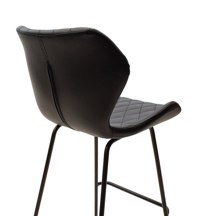 THEO ΣΚΑΜΠΟ ΜΠΑΡ 48x51xY103cm ΜΕΤΑΛΛΙΚΟ ΜΑΥΡΟ ΜΕ PU ΜΑΥΡΟ