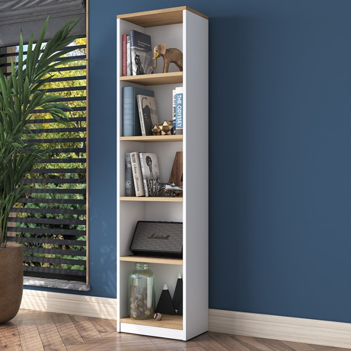 ΒΙΒΛΙΟΘΗΚΗ GOLDIE 40x25x161.80εκ ΛΕΥΚΟ-ΦΥΣΙΚΟ 