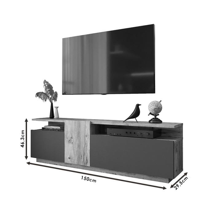 ELANA ΕΠΙΠΛΟ ΤΗΛΕΟΡΑΣΗΣ SONOMA-ΛΕΥΚΟ 150X29.5X46.3ΕΚ
