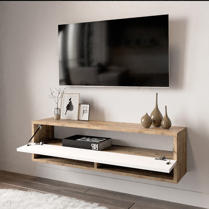 ROSCOE ΕΠΙΠΛΟ ΤΗΛΕΟΡΑΣΗΣ ΕΠΙΤΟΙΧΙΟ ΛΕΥΚΟ-OAK 100X31.5X29.5ΕΚ