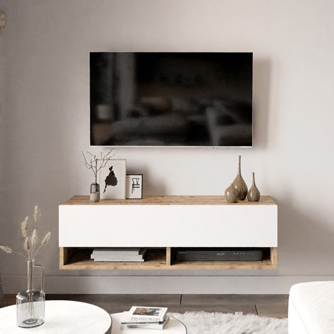 ROSCOE ΕΠΙΠΛΟ ΤΗΛΕΟΡΑΣΗΣ ΕΠΙΤΟΙΧΙΟ ΛΕΥΚΟ-OAK 100X31.5X29.5ΕΚ