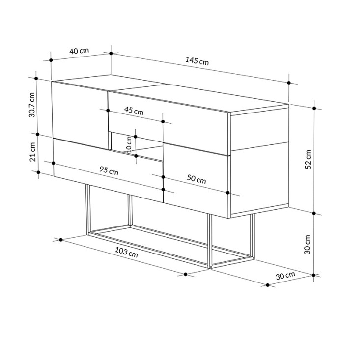 ROBERTA ΜΠΟΥΦΕΣ ΜΟΚΑ-ΛΕΥΚΟ ΜΑΡΜΑΡΟΥ 145X40X82ΕΚ