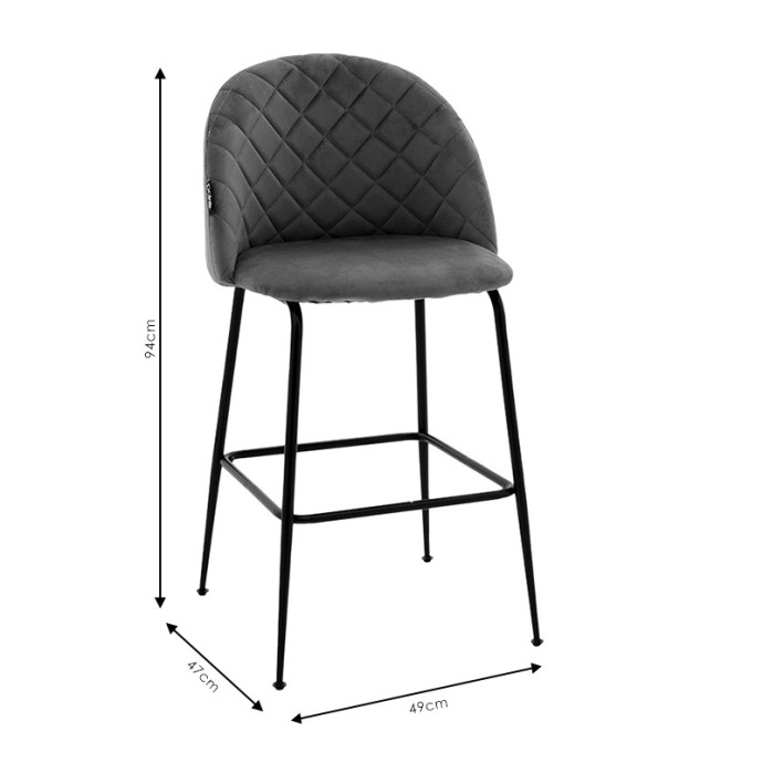 KUDOS ΣΚΑΜΠΟ BAR 49x47xY94cm ΜΕΤΑΛΛΙΚΟ ΜΑΥΡΟ-ΒΕΛΟΥΔΟ ΣΑΠΙΟ ΜΗΛΟ