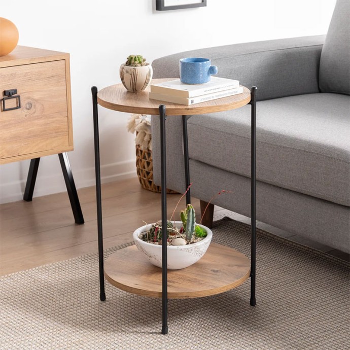 TSOUKI ΒΟΗΘΗΤΙΚΟ ΤΡΑΠΕΖΙ OAK-ΜΑΥΡΟ Φ40X60ΕΚ