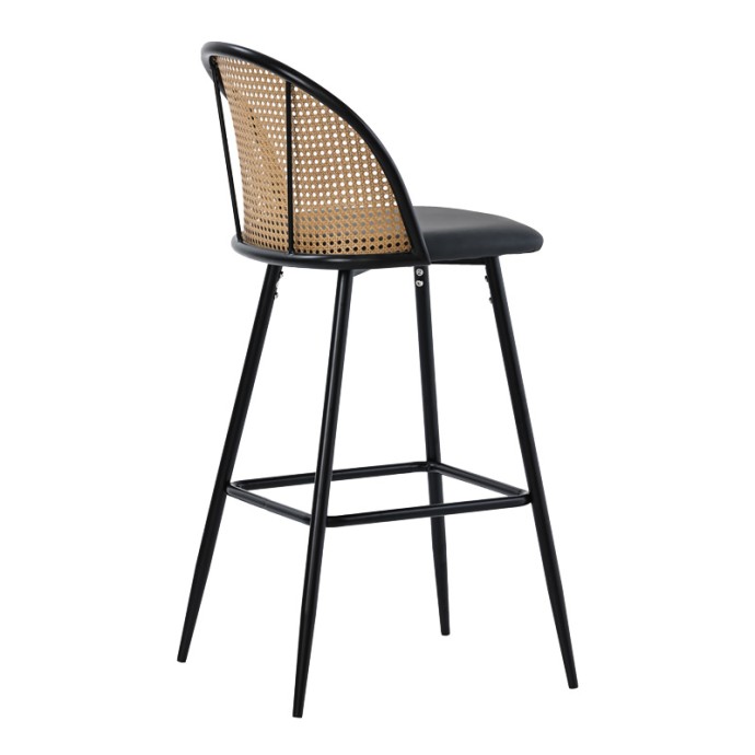KACE ΣΚΑΜΠΟ ΜΠΑΡ 43x55x102εκ PE RATTAN ΦΥΣΙΚΟ-ΑΝΘΡΑΚΙ PU-ΜΑΥΡΟ ΜΕΤΑΛΛΟ 43X55X102ΕΚ