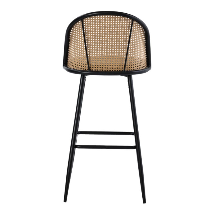 KACE ΣΚΑΜΠΟ ΜΠΑΡ 43x55x102εκ PE RATTAN ΦΥΣΙΚΟ-ΑΝΘΡΑΚΙ PU-ΜΑΥΡΟ ΜΕΤΑΛΛΟ 43X55X102ΕΚ