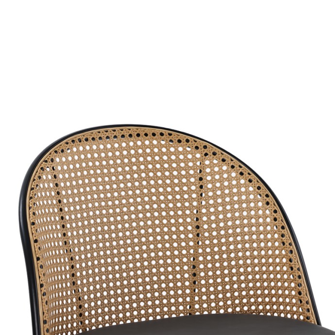 KACE ΣΚΑΜΠΟ ΜΠΑΡ 43x55x102εκ PE RATTAN ΦΥΣΙΚΟ-ΑΝΘΡΑΚΙ PU-ΜΑΥΡΟ ΜΕΤΑΛΛΟ 43X55X102ΕΚ