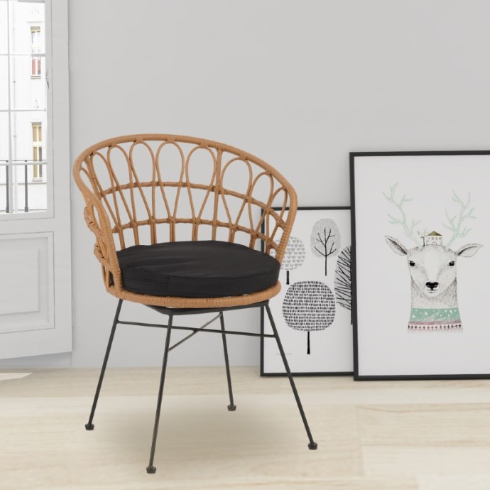 FELICIA ΠΟΛΥΘΡΟΝΑ RATTAN ΦΥΣΙΚΟ-ΜΕΤΑΛΛΙΚΟ ΜΑΥΡΟ ΠΟΔΙ Φ60X81ΕΚ