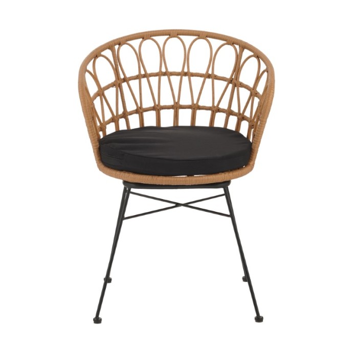 FELICIA ΠΟΛΥΘΡΟΝΑ RATTAN ΦΥΣΙΚΟ-ΜΕΤΑΛΛΙΚΟ ΜΑΥΡΟ ΠΟΔΙ Φ60X81ΕΚ
