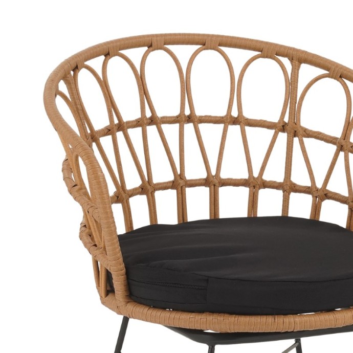 FELICIA ΠΟΛΥΘΡΟΝΑ RATTAN ΦΥΣΙΚΟ-ΜΕΤΑΛΛΙΚΟ ΜΑΥΡΟ ΠΟΔΙ Φ60X81ΕΚ
