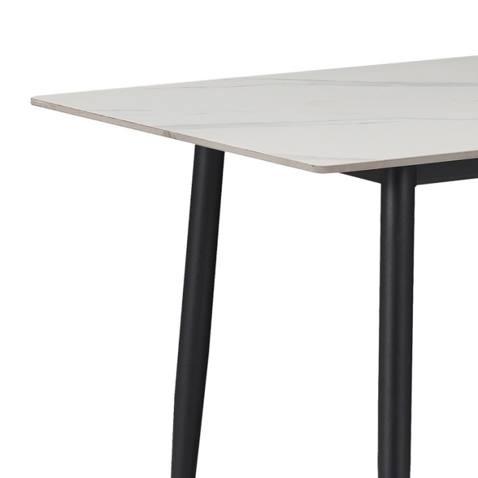 ΤΡΑΠΕΖΙ GUSTAS 160x80x75εκ ΛΕΥΚΟ ΜΑΡΜΑΡΟΥ SINTERED STONE-ΜΑΥΡΟ ΜΕΤΑΛΛΟ 
