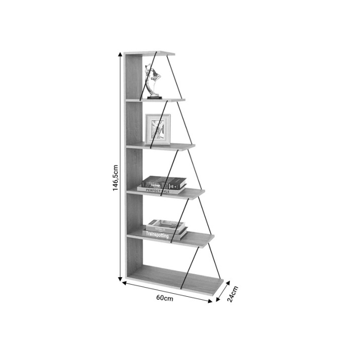 TARS ΒΙΒΛΙΟΘΗΚΗ ΓΚΡΙ-ΜΑΥΡΟ 60X24X146.5ΕΚ