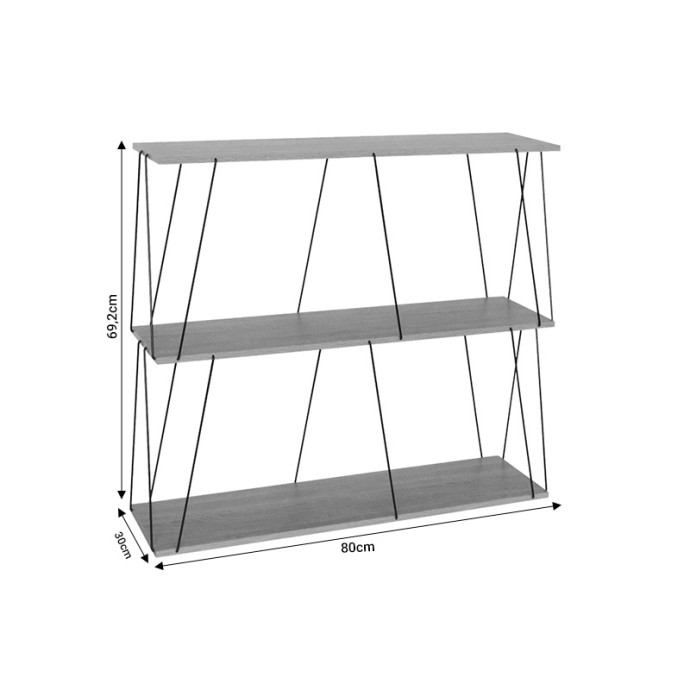 TARS ΒΟΗΘΗΤΙΚΟ ΤΡΑΠΕΖΙ-ΡΑΦΙΕΡΑ OAK-ΜΑΥΡΟ 80X30X69.2ΕΚ