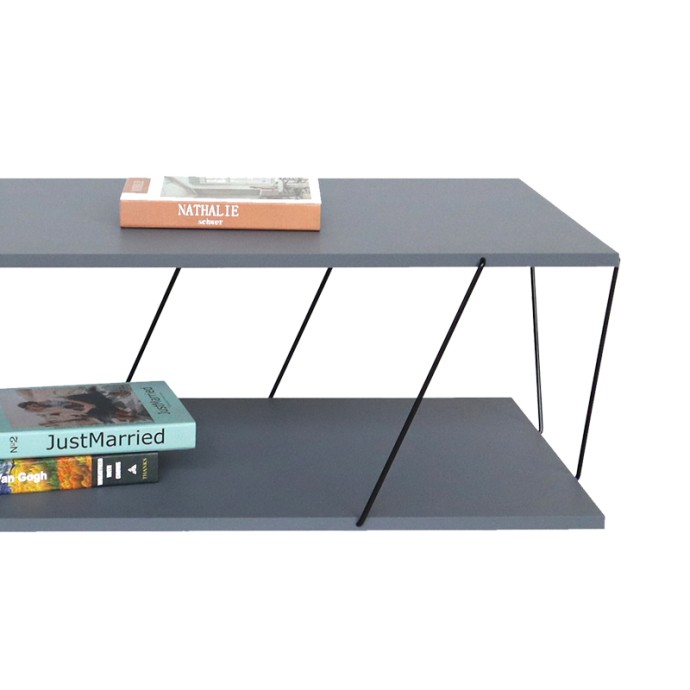 TARS TΡΑΠΕΖΙ ΣΑΛΟΝΙΟΥ ΓΚΡΙ-ΜΑΥΡΟ 120X48X30ΕΚ