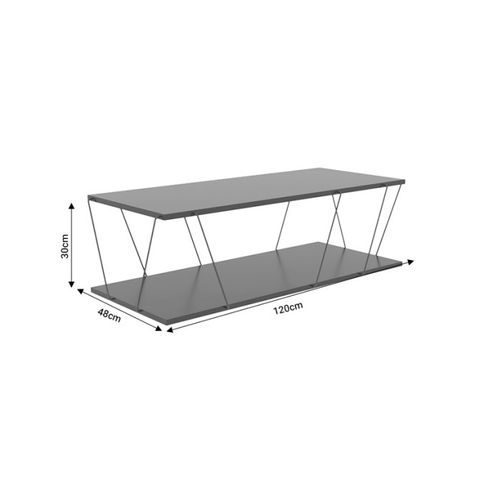 TARS TΡΑΠΕΖΙ ΣΑΛΟΝΙΟΥ ΓΚΡΙ-ΜΑΥΡΟ 120X48X30ΕΚ