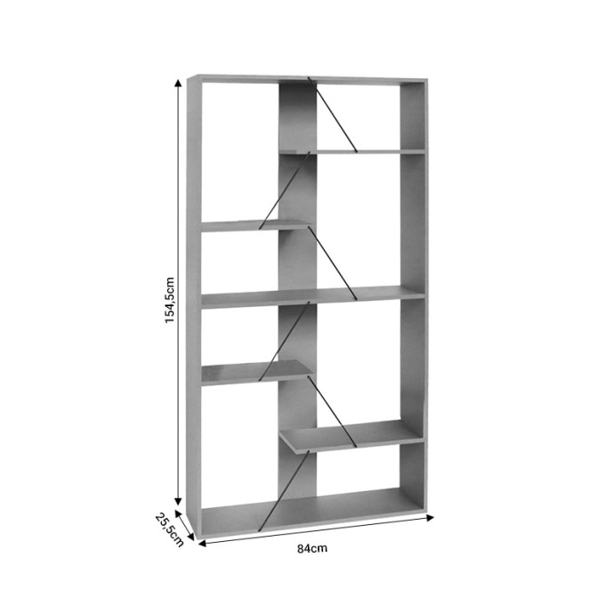 ΒΙΒΛΙΟΘΗΚΗ TARS 84x25.5x154.5εκ ΓΚΡΙ-ΜΑΥΡΟ 