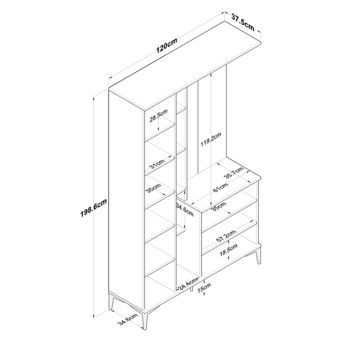 ZOZMO ΕΠΙΠΛΟ ΕΙΣΟΔΟΥ ΚΑΡΥΔΙ-ΛΕΥΚΟ ΜΕΛΑΜΙΝΗΣ 120X37.5X198.6ΕΚ