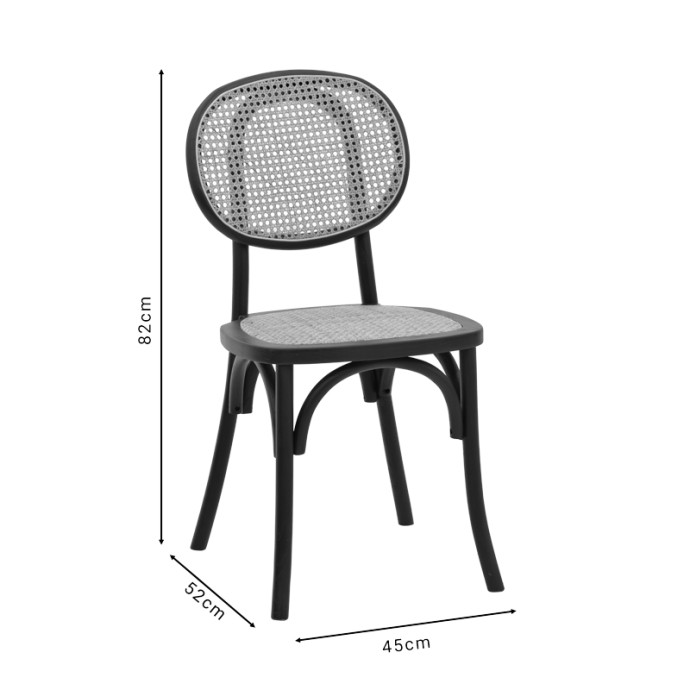 ZOEL ΚΑΡΕΚΛΑ ΜΑΥΡΟ ΞΥΛΟ ΟΞΙΑΣ-ΦΥΣΙΚΟ RATTAN 45X52X82ΕΚ