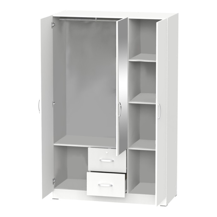 DILLION ΝΤΟΥΛΑΠΑ ΡΟΥΧΩΝ ΤΡΙΦΥΛΛΗ 120x52x190εκ ΜΕΛΑΜΙΝΗ ΛΕΥΚΟ 