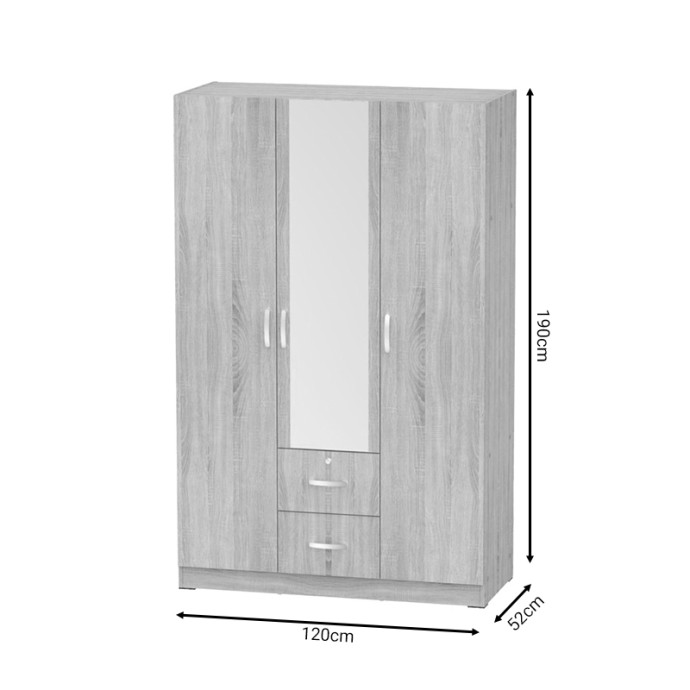 DILLION ΝΤΟΥΛΑΠΑ ΡΟΥΧΩΝ ΤΡΙΦΥΛΛΗ 120x52x190εκ ΜΕΛΑΜΙΝΗ ΛΕΥΚΟ 