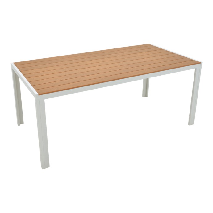 NARES ΤΡΑΠΕΖΙ ΑΛΟΥΜΙΝΙΟ ΛΕΥΚΟ-PLYWOOD ΦΥΣΙΚΟ 180X90X72.5ΕΚ